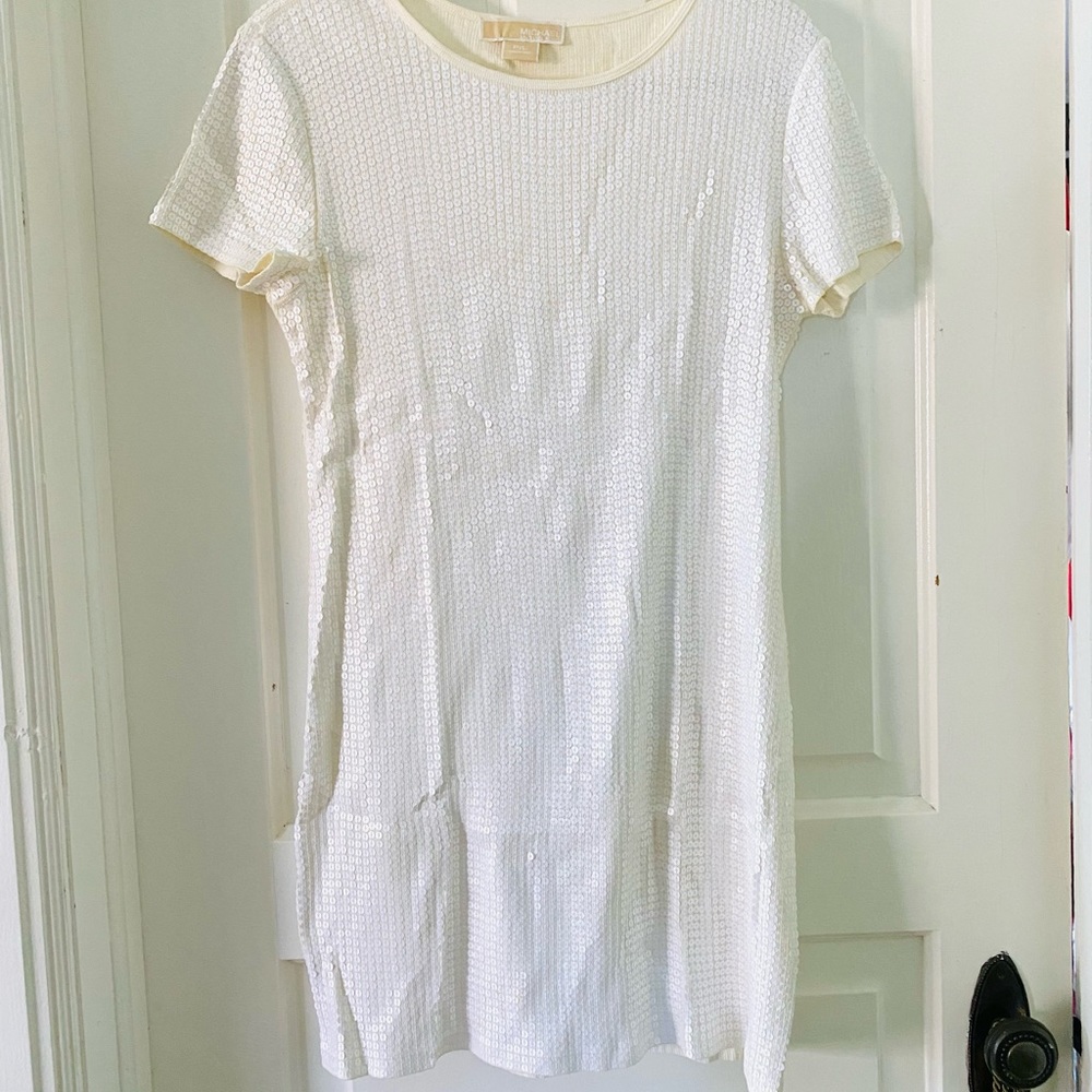 Michael Kors White Sequin Stretch Mini Dress